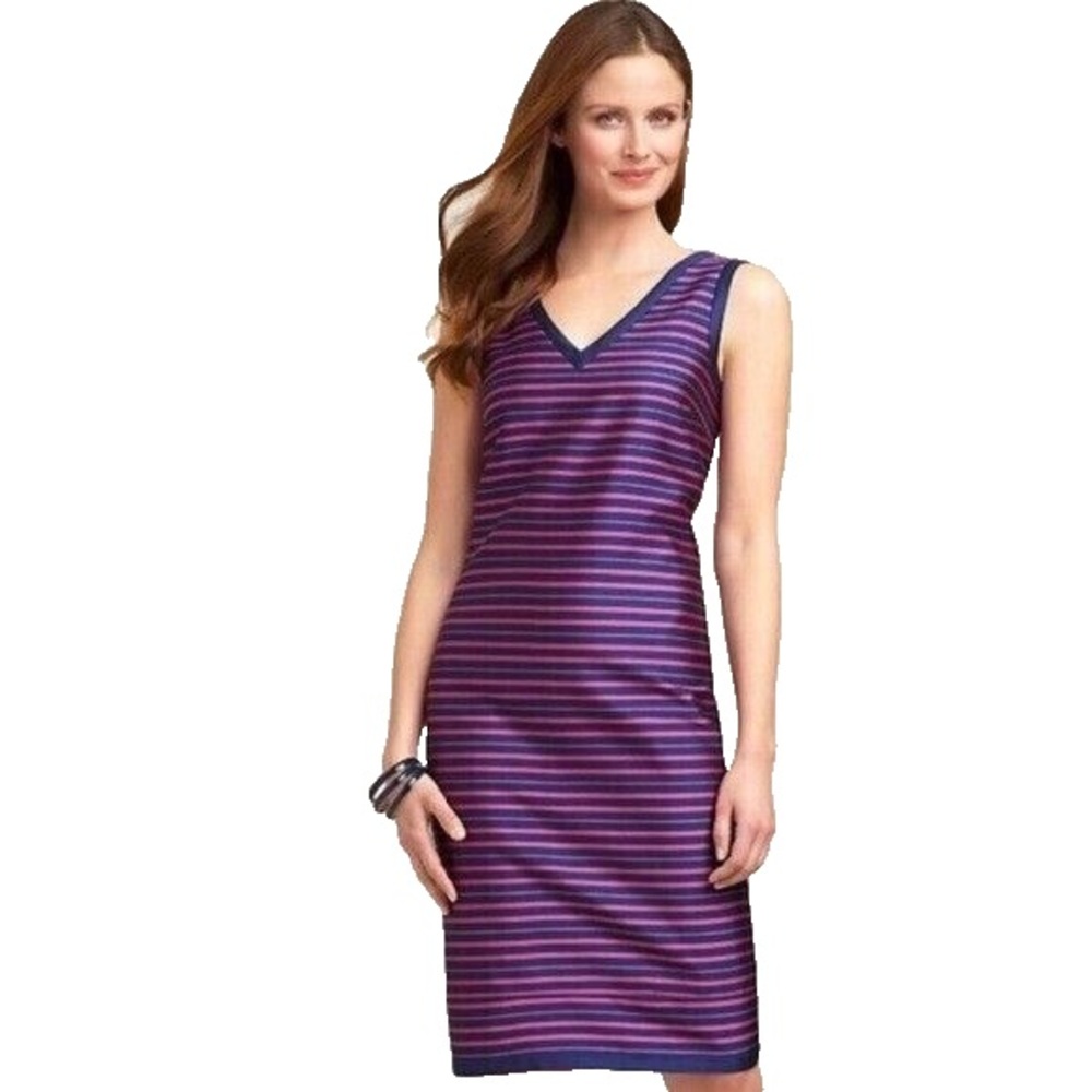 Talbots pinkpurple and Blue silk blend Sleeveless v-neck Dress size 12P …